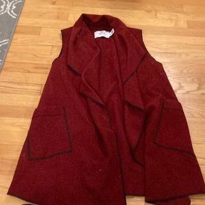 Red drape front long vest